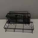 Shower Caddy Adhesive Shower Organizer 7-Pack, Rustproof Stainless Steel Bathroom Shelves, Large Capacity No-Drill Rack Storage Accessories with Soap Dish Toothbrush Holder &24 Hooks Home Decor (7-Piece Set, Black)