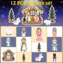 Nativity Set for Kids with LED Lights - 12 Pieces Toddler Toys with Little Figures & Playsets - Christian Nativity Scene for Boys and Girls Ages 3+ Years - Indoor Christmas Decorations
