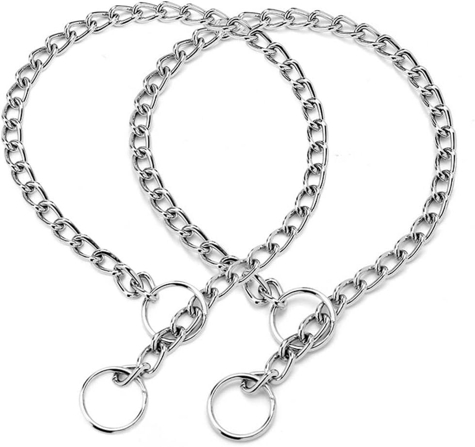 Chain Choke Collar for Dogs, Metal Slip Link Training Heavy Duty Dog Choker Collar Puppy Collars for Small Medium Large Big XL Breed Dogs, 2xSilver L (L(Neck Max 20inch)D3.5mm)