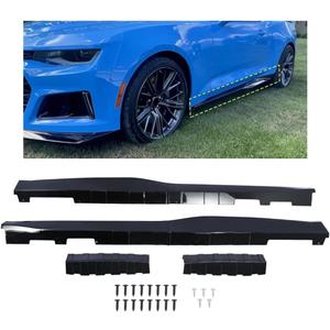 Side Skirts ZL1 Style Gloss Black Painted 1 Pair Compatible with Chevy Camaro 2016-2022 LT SS RS (Coupe and Convertible Model), Body Kit Rocker Panel Extension Guard Splitters (ABS Plastic)