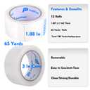 Packing Tape Refill Rolls Heavy Duty 12 Rolls Sealing Great for Packing Box Shipping and Moving Supplies Packaging 1.88" x 65 Yards 3" Core 2.7 Mil Thick