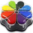 8 Colors Petal Shape Craft Ink Pad Stamps Partner DIY Color, Finger Ink Stamp Pads, Rainbow Rubber Pad for Card Making, Scrapbook, Painting
