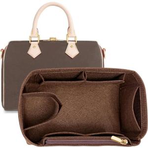 Purse Organizer Inserts for Speedy 25 Felt Purse Inserts HandBag and Tote bag Neverful Organizer Insert (Brown New,Medium)
