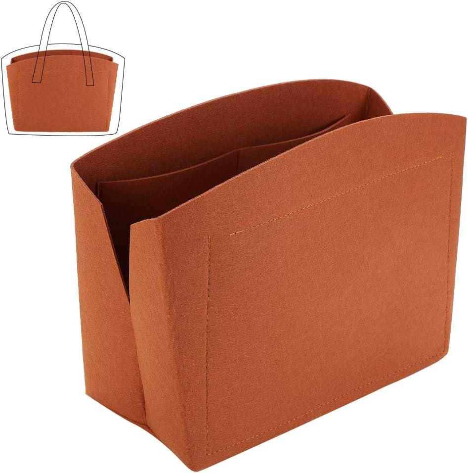 PH PandaHall 1pc Purse Organizer Insert Large Bag Organizer with Alloy Zipper Brown Felt Handbags Base Shaper Shell-Shaped Bag Organizer Tote Liner Pouch for Tote Bag Handbag Purse, 11.85.19