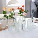 Glass Bud Vases Set of 12, Small Diamond Bud Vases in Bulk, Mini Flowers Vases for Centerpieces, Vintage Bottle for Table Decorations, Wedding Decor, Recepetion, Home (Clear)