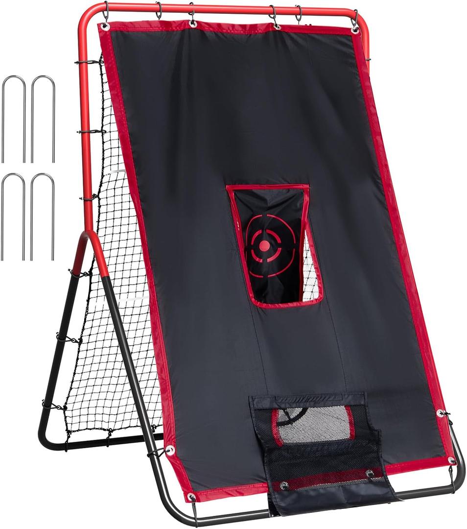 VEVOR Baseball and Softball Rebounder Net, PitchBack Baseball Pitching Net, Volleyball Pitch Return Trainer Rebound Net with Pitching Target, All Angle Fielding Rebound Net for Grounders Pop Flies