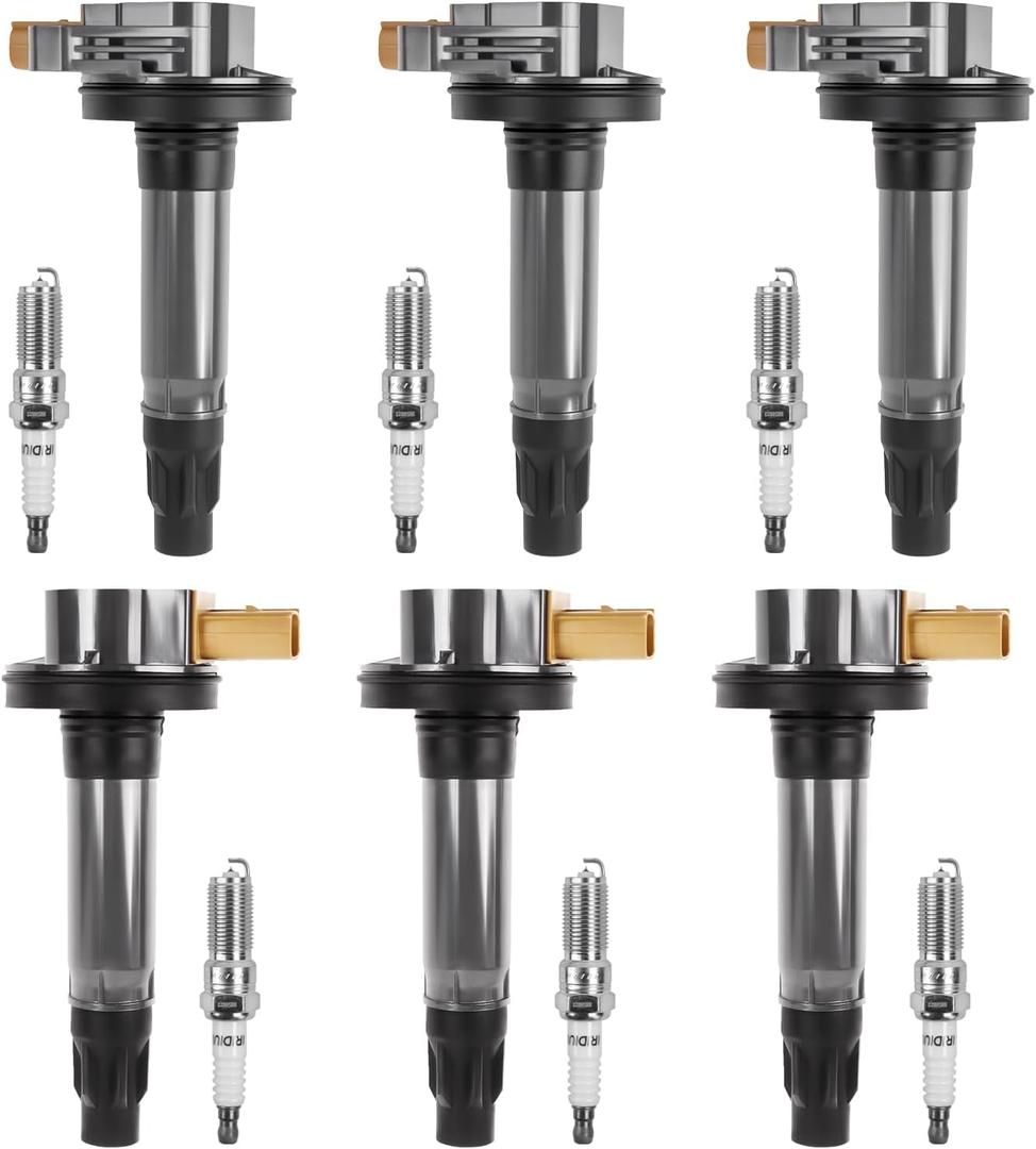 Ignition Coil pack and Iridium Spark Plug Set of 6 3.5L V6 Turbo Compatible with F150 Expedition Explorer Flex Taurus Transit MKS MKT Navigator Replace UF646 DG549