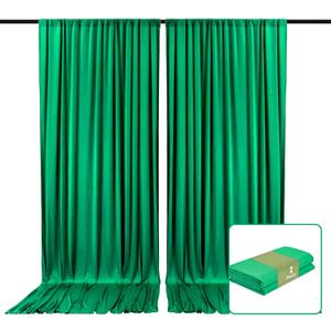 2 Panels Deep Green Backdrop Curtain, 10 x 7 Feet Background Curtains for Parties, Weddings, Baby Showers, Bachelorette Halloween, Christmas Birthday Party Photoshoot Backdrop Curtains Decorations