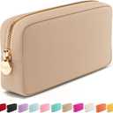 Makeup Bag Travel Cosmetics Pouch and Toiletry Bag, Nylon Zipper Pouch Purse, Cute Make Up Organizer Storage Tote for Women Girls, Waterproof Travel Skincare Case, Small Makeup Bags, Sand