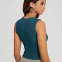 ODODOS Seamless Square Neck Tank for Women Ribbed Soft Sleeveless Longline Crop Tops (Beige, L)