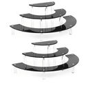 YestBuy Display Stand Shelf For Pop Figure, 3 Tier Black Acrylic Cupcake Stand, Perfume Organizer Stands, 2 Pack Half Moon Dessert Stand for Display Or Collections