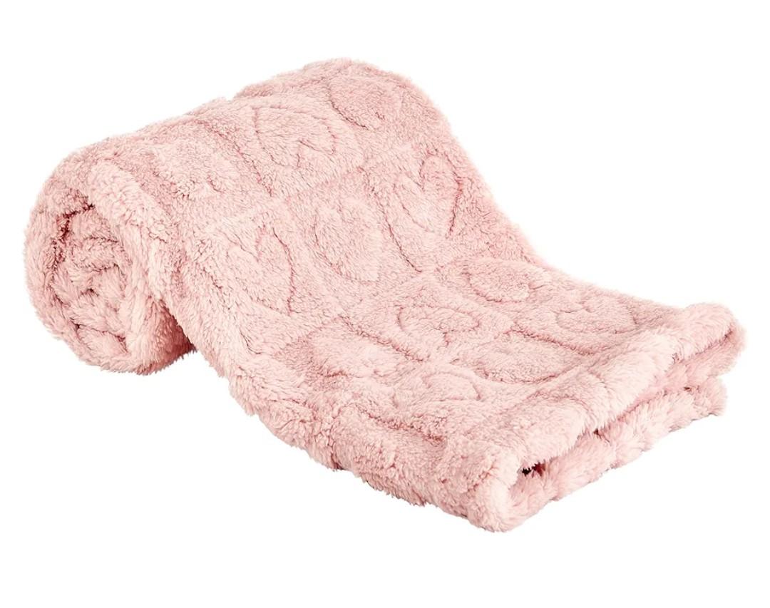 Yurhap Fleece Baby Blanket Heart Checkered Blanket, Ultra Soft Cozy Baby Blankets for Girls Boys, Fluffy Infant Toddler Newborn Receiving Blankets for Crib Stroller 30”×40” (Light Pink)