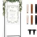 Wedding Welcome Sign Stand, 67" Tall Height - Black Metal Sign Holder with 6 Leather Straps, Easel Stand for Seating Charts & Event Décor