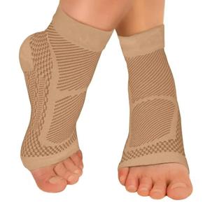 Compression Ankle Support Sleeve Sports Socks High Elasticity, Breathable Ankle Support for Sports and Injury Recovery, Suitable for Men and Women 1 Pair (Beige, L/XL) (Beige, L)