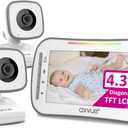 Axvue Video Baby Monitor, Comfortable Slim Design Handheld Enclosure, 4.3" Screen Monitor & 2 Camera, Range up to 1000ft, 12 Hour Battery Life, 2-Way Talk, Night Vision, Temperature Monitor, No WiFi.