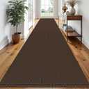 EARTHALL Runner Rug 3x20 Ft Washable Runners for Hallways Extra Long Woven Non Slip Entryway Runner Braided Kitchen Runner Indoor Outdoor Carpet Runners for Hotels, Officel, Stair, Brown