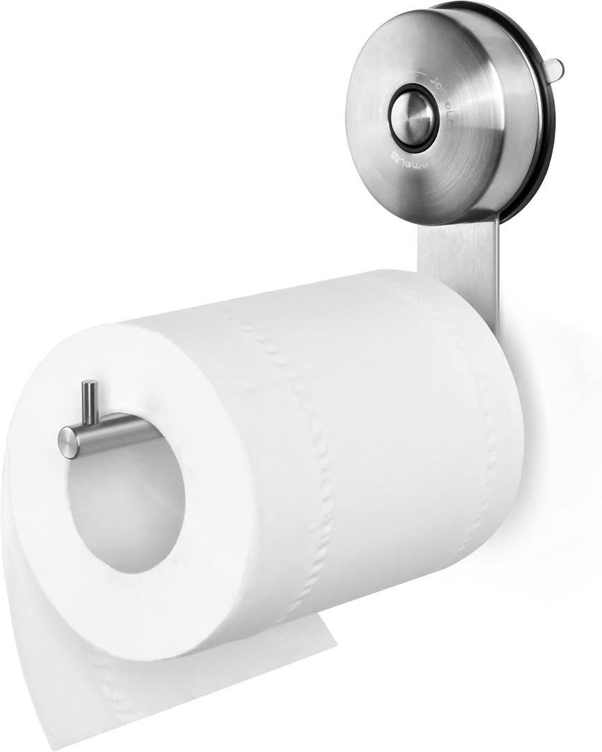 Toilet Paper Holder - JOMOLA Vacuum Suction Cup Toilet Paper Holder Bathroom Tissue Paper Stainless Steel Holder Toilet Paper Roll Dispenser Brushed Finish