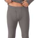 Cuddl Duds Mens Heavyweight Cold Weather Fleece Lined Thermal Set – Long Sleeve Shirt & Leggings – Lounge Sets for Men (Gray) XXL