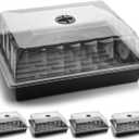 Leak-Proof Seed Starter Trays with 4" Humidity Dome & Drip Tray - 5-Pack Heavy-Duty Plastic Propagation Kit for Herbs, Microgreens, Indoor Gardening, Durable Reusable Plant Growing Trays