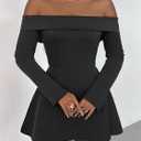 SOLY HUX Women's Off The Shoulder Mini Dress Long Sleeve A Line Elegant Cocktail Party Dresses (L)