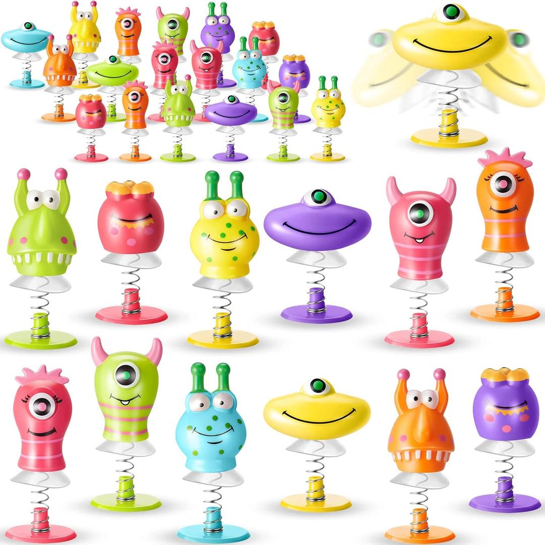 Deekin 24 Pieces Big Eye Animal Toys Spring Launchers Toys Jumping Toy Bouncy Christmas Party Favors for Boys and Girls Classroom Prizes Return Goodie Bag Fillers, 6 Styles
