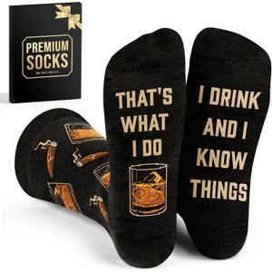 VICRAZY Whiskey Gifts For Men, Women - Funny Socks For Bourbon Lovers, Cigar Socks, Christmas And Stocking Stuffers