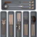 6 Pack Silicone Drawer Organizer for Kitchen, DIY Free Combination Silverware Organizer, Utensil Drawer Organizer, Moisture-proof and Heat-resistant up to 200C, Anti-slip Design (Grey)