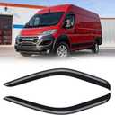 Rain Guards for Ram ProMaster 2014-2025, Out-Channel Window Visor Shields Vent Deflector Shade Wind Dark Smoke 2015 2016 2017 2018 2019 2020 2021 2022 2023 2024, Tape-On Outside-Mount, 4PCS