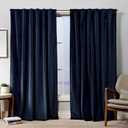 EXCLUSIVE HOME Velvet Heavyweight Light Filtering Hidden Tab Top Curtain Panel Pair, 52"x84", Navy