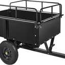 Heavy Duty Tow Behind ATV Trailer, 750 Lbs Steel Dump Cart Garden Carts with Removable Sides to Convert Into Flatbed, Metal Utility Wagon for Riding Lawn Mower Tractor