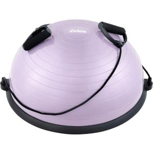 ZELUS Balance Ball Trainer with Resistance Bands and Foot Pump, Inflatable Yoga Ball for Home Gym Workouts, 23 Inch Exercise Half Ball for Balance Training Core Strength Fitness More, 330lb Cap (Lilac)