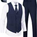 Mens Suits Vest Pants Set 2 Pieces Slim Fit Wedding Groomsmen Suit for Men Formal, Size L
