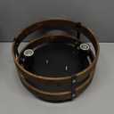 Rustic Farmhouse Wood Flush Mount Ceiling Light Fixture 1 Light Oak Wood and Metal Round Drum Semi Flush Mount Ceiling Light for Kitchen Hallway Entryway Bedroom Farmhouse Country, Black