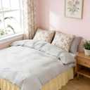 RIMELA Cream Yellow Bed Skirt King Size 18 Inch Drop, Wrap Around Elastic Bedskirt, Dust Ruffle for Adjustable Bed Base Machine Washable Easy to Install Bed Skirts