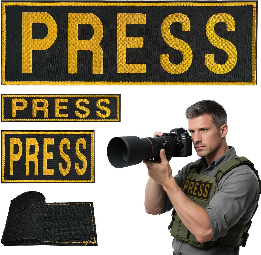 Patches, Press Badge Embroidered Patches for Backpacks, Jackets, Press Vest, Photographer Vest