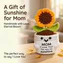 Gifts for Mom Mothers Day Cute Handmade Crochet Sunflower Pot with Message Card - Christmas Birthday for Mom from Daughter/Son