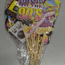 Yoaokiy 24pcs 90s Party Decorations, 90s Centerpiece Sticks, Table Toppers, Photo Booth Props, Multi Color, Yellow, Blue, Purple, Retro 90s Elements, Music Themed Birthday Party Decor