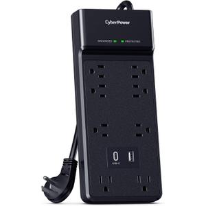 CyberPower CSP806UC18 Surge Protector, 2400J, 8 Outlets, 1 USB-A, 1 USB-C, 6 Foot Power Cord, Black, ETL