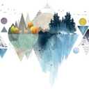 Mountain Decals for Walls Decals Peel and Stick Nature Arch Wall Decal Geometric Wall Stickers Forest Wall Mural or Living Room