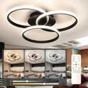 Modern Led Ceiling Light Fixtures with Remote Control, Dimmable Flush Mount Ceiling Light for Bedroom, Living Room, Dining Room, Kitchen (Black, 3000K-6500K)