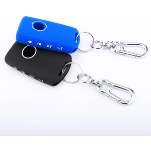 Key Fob Cover for Mazda CX-5 CX-30 CX-50 CX70 CX90 3 6 CX-9 MX-5 Miata | 2026-2019 Mazda Silicone Key Case, Fluorescent Buttons, Full Protection, 4 Button, 2-Pack, Including Keychain, Black Blue
