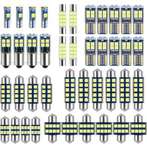 42-Pack White 12V DE3175 6418 6411 T10 2825 BA9S 64111 T5 74 6612F 6615F 31mm 36mm 41mm LED bulb Kit for Car Truck Interior Map Dome Vanity Mirror Trunk Door Courtesy License Plate Light
