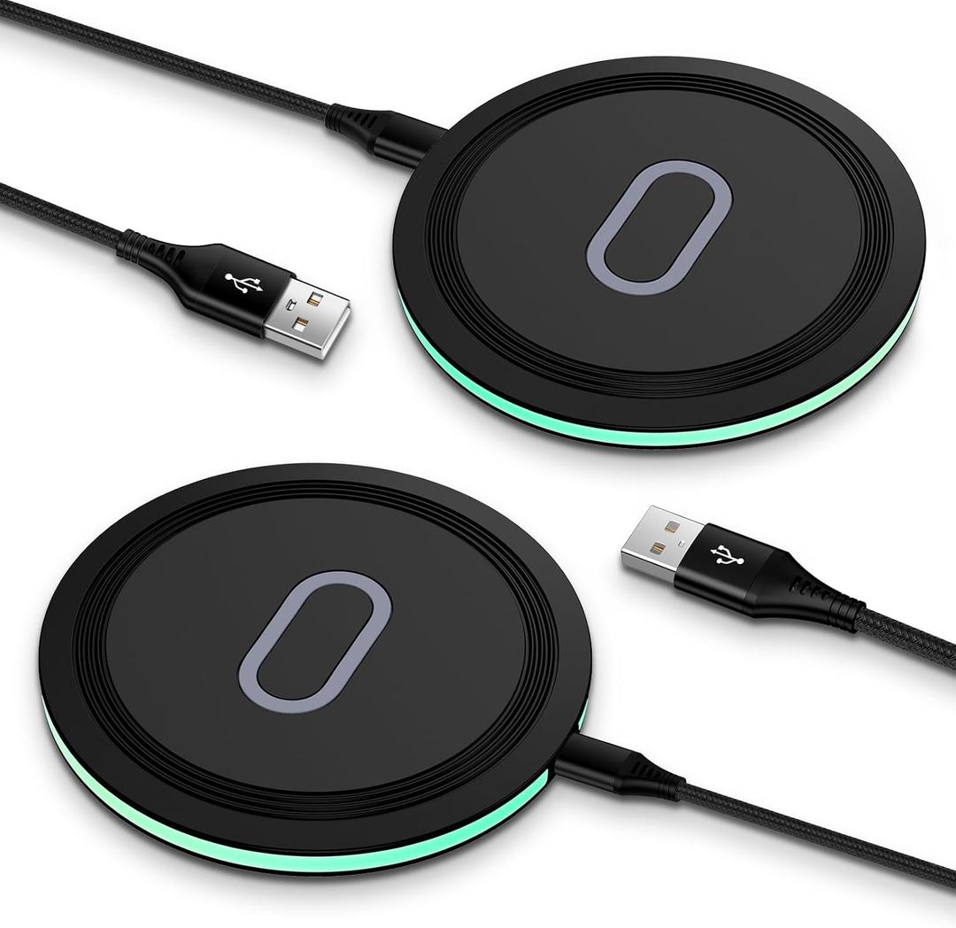 for Samsung Fast Wireless Charger Pad, 2 Pack 15W Wireless Charging Pad Fast Charging Station for Samsung Galaxy S25 Edge S24 FE S23+ S22 S21 Note 20, iPhone 16 15 14 13 Pro Max, Pixel 10 Pro 10 9 9a