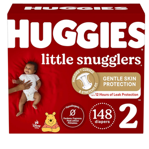 Huggies Size 2 Diapers, Little Snugglers Baby Diapers, Size 2 (12-18 lbs), 148 Count