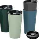 Greentainer 4 Pack Plastic Travel Coffee Mug Set, 20 oz Spill Proof Drinking Cups with Lids, Pobtable to Go Camping Coffee Tumbler Reusable Coffee Mugs with Lids, Dishwasher & Microwave Safe