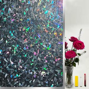 Blackout Window FilmSun Blocking Window Privacy Cover for Glass Removable Darkening Dark Black Out Window Cover Tint Shades for Home Day Sleep Light Blocker Black Rainbow 23.6 x157.4 in