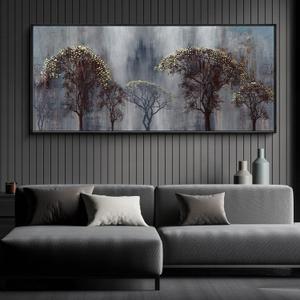 KLAKLA Living Room Wall Art - Black and White Wall Decor Large Picture Landscape Black and Gold Tree Artwork for Walls Frame Canvas Bedroom Office Home Decor 70x31 Inches (31x70)
