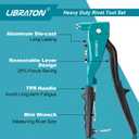 Libraton Heavy Duty Rivet Gun, Pop Rivet Gun Set, Professional Hand Riveter, Manual Riveting Tool with 110Pcs Rivets and 4 Interchangeable Heads, for Metal, Wood and Plastic