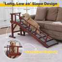 Dog Ramp for Bed or Couch, Wooden Pet Ramp with 20 Gentle Slope, Removable Side Rails, Non-Slip Surface, Top Platform & Wheels, Safe Bed Ramp for Small, Large & Senior Dogs, 60" Long, Mahogany