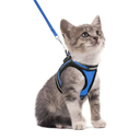 rabbitgoo Cat Harness and Leash Set for Walking Escape Proof, Adjustable Soft Kittens Vest with Reflective Strip for Cats, Comfortable Outdoor Vest, Blue, S